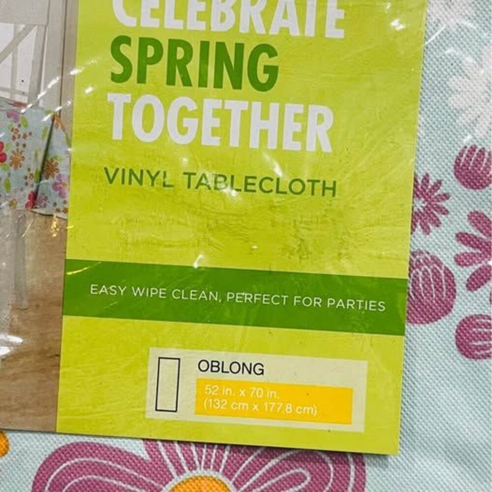 Bright Spring Fun Reusable Vinyl Tablecloth Rectangle - Picture 2 of 3